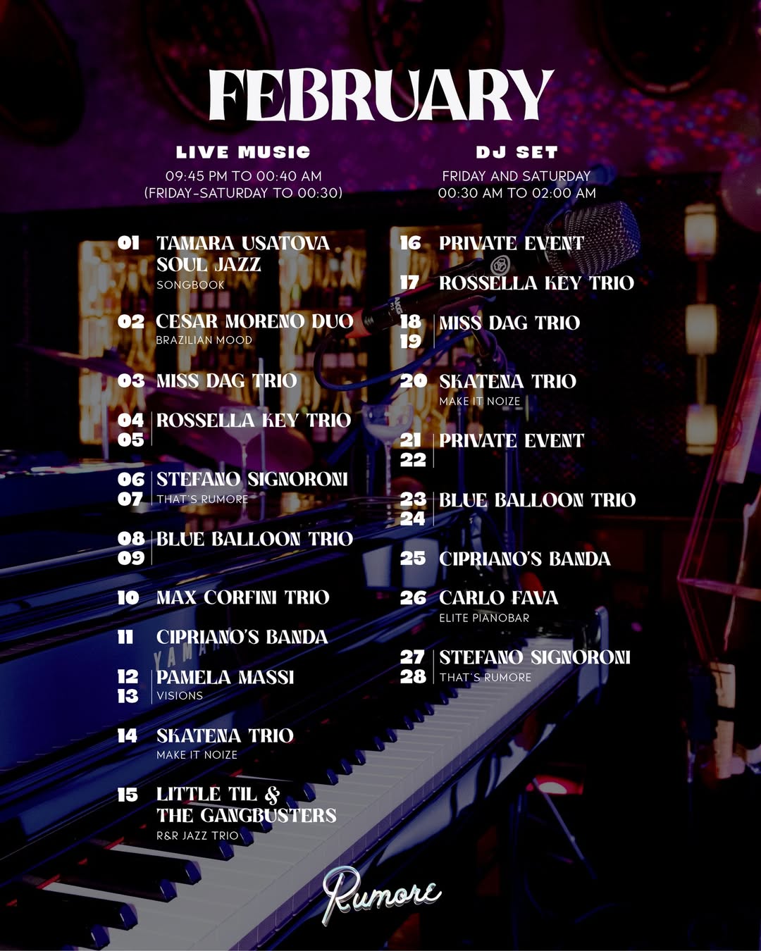 live music rumore february 2026